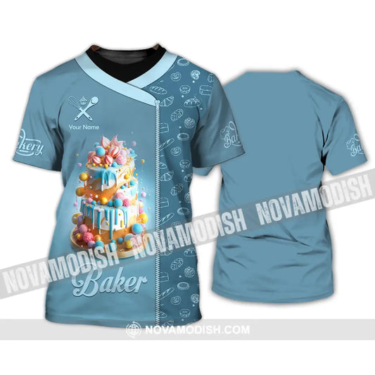 Unisex Shirt Custom Name Baker Bakery Shop T-Shirt Chef Polo Long Sleeve / S T-Shirt