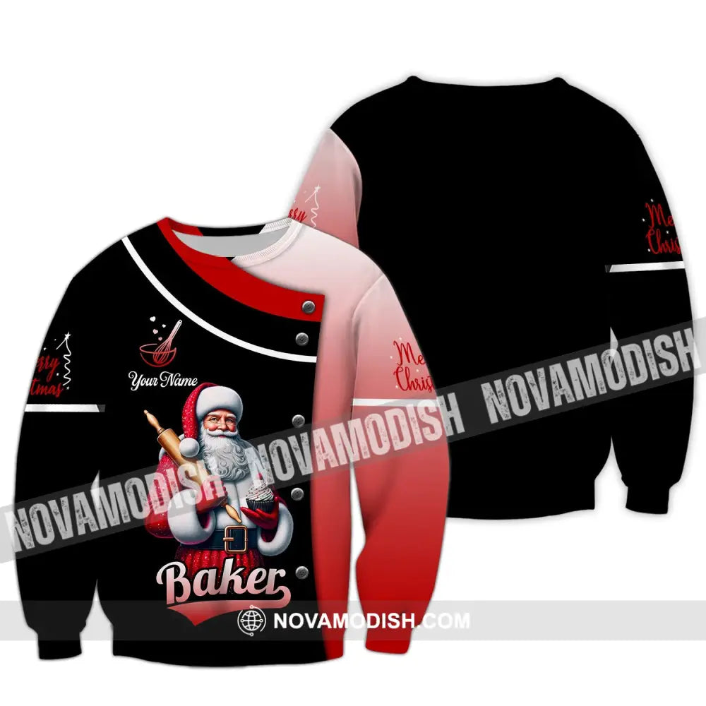 Unisex Shirt Custom Name Baker Christmas Polo Long Sleeve T-Shirt / S T-Shirt