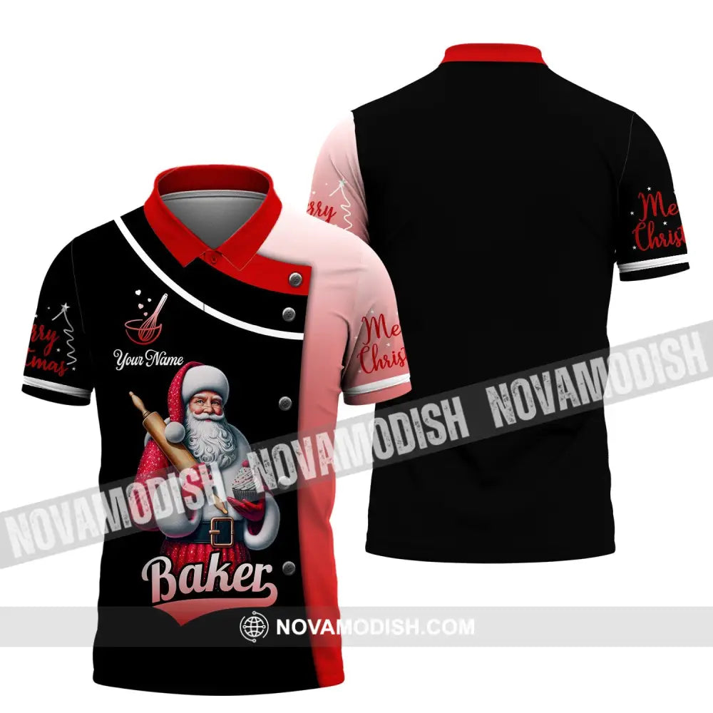 Unisex Shirt Custom Name Baker Christmas Polo Long Sleeve T-Shirt / S T-Shirt
