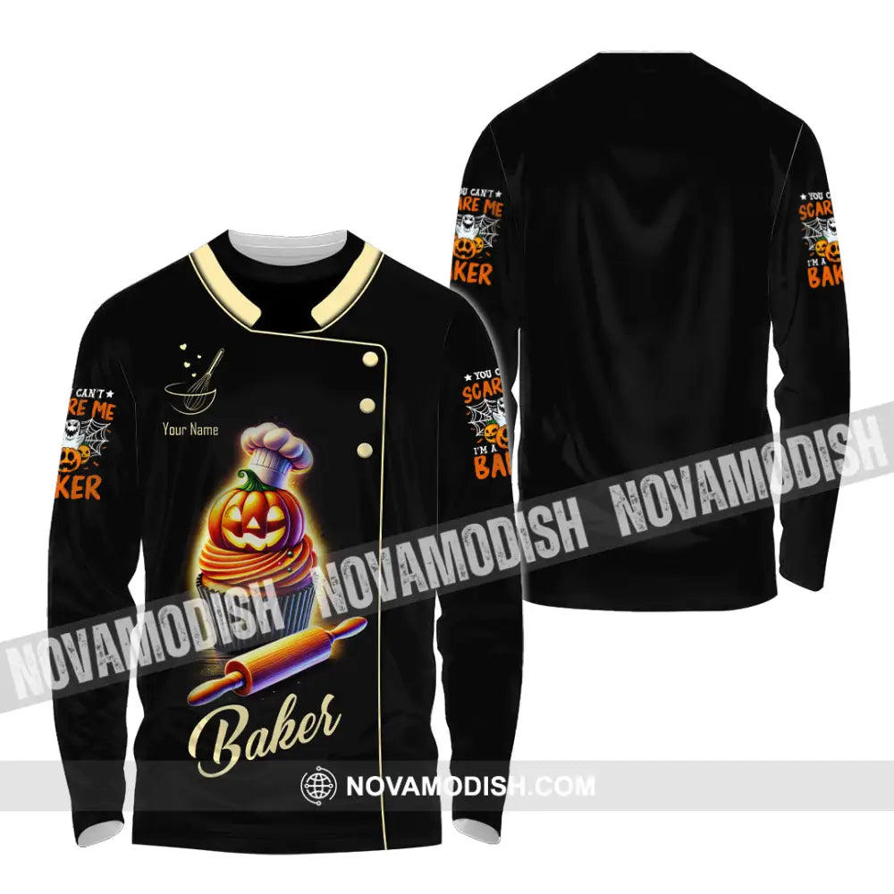 Unisex Shirt Custom Name Baker Halloween Polo Long Sleeve Gift Nh240905 / S T-Shirt