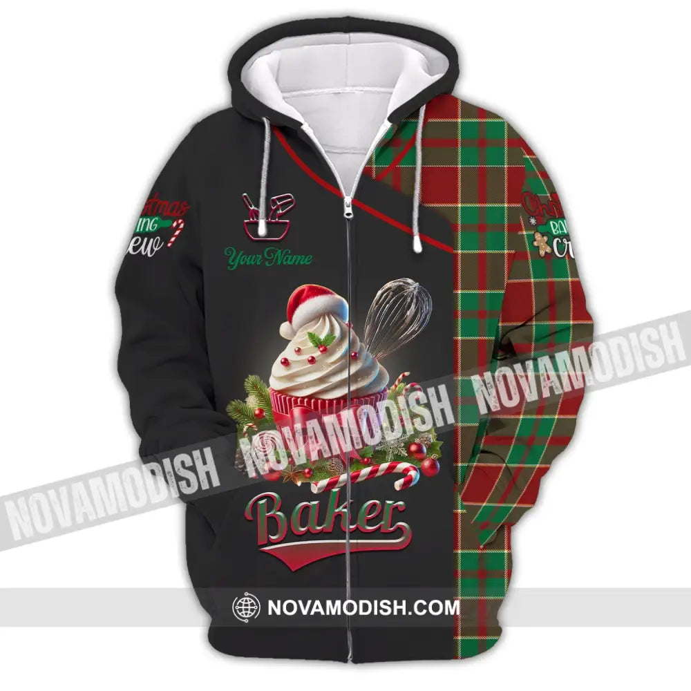Unisex Shirt Custom Name Bakery Christmas Shop T-Shirt Bakers Gift Zipper Hoodie / S T-Shirt