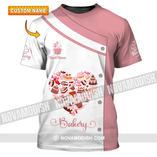Unisex Shirt - Custom Name Shirt - Bakery Pink Heart T-shirt