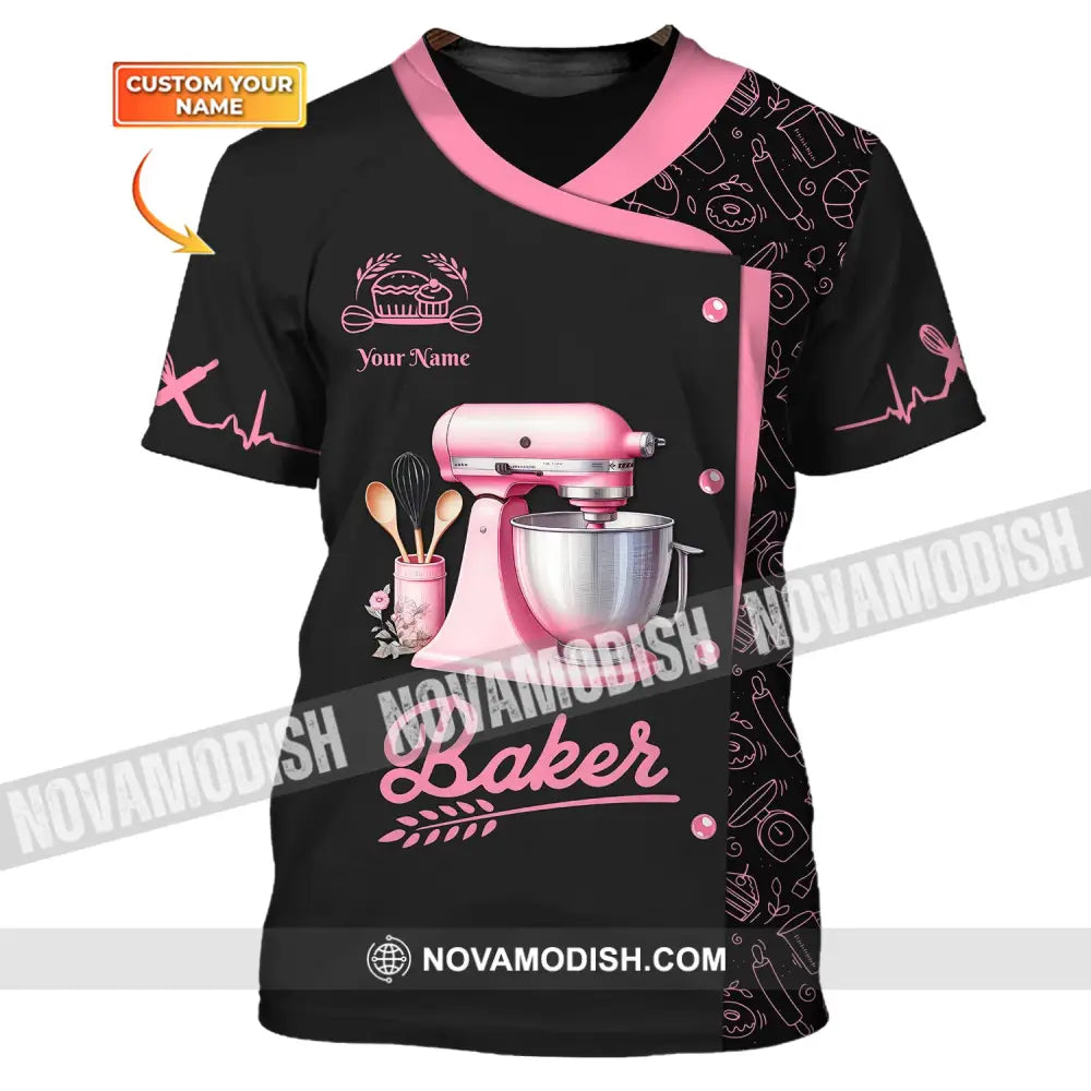 Unisex Shirt Custom Name Bakery Shop T-Shirt Chef Polo Long Sleeve Bakers Gift