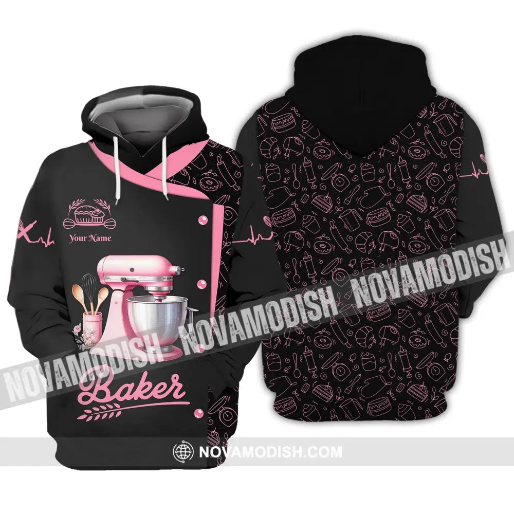 Unisex Shirt Custom Name Bakery Shop T-Shirt Chef Polo Long Sleeve Bakers Gift Hoodie / S