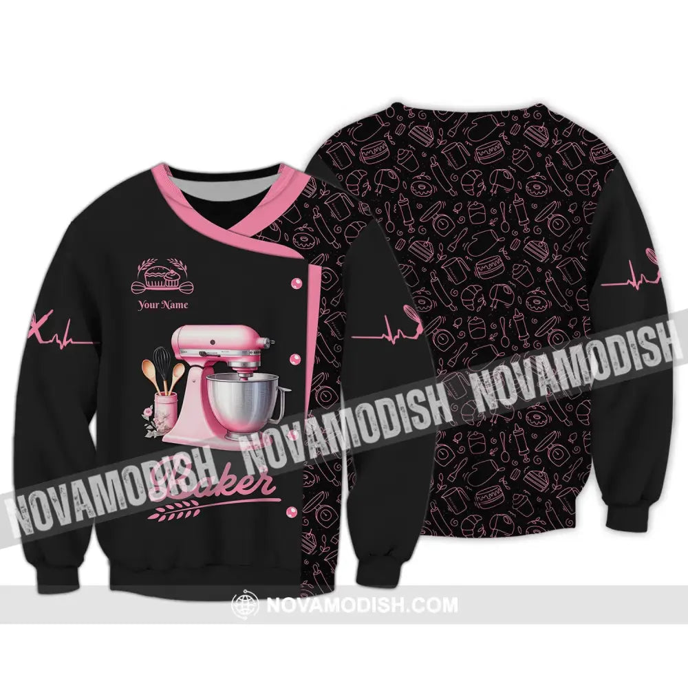 Unisex Shirt Custom Name Bakery Shop T-Shirt Chef Polo Long Sleeve Bakers Gift / S