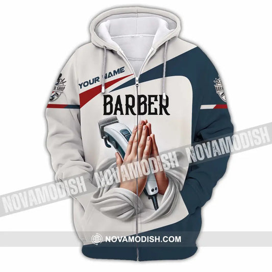 Unisex Shirt Custom Name Barber Shop T-Shirt Zipper Hoodie / S T-Shirt