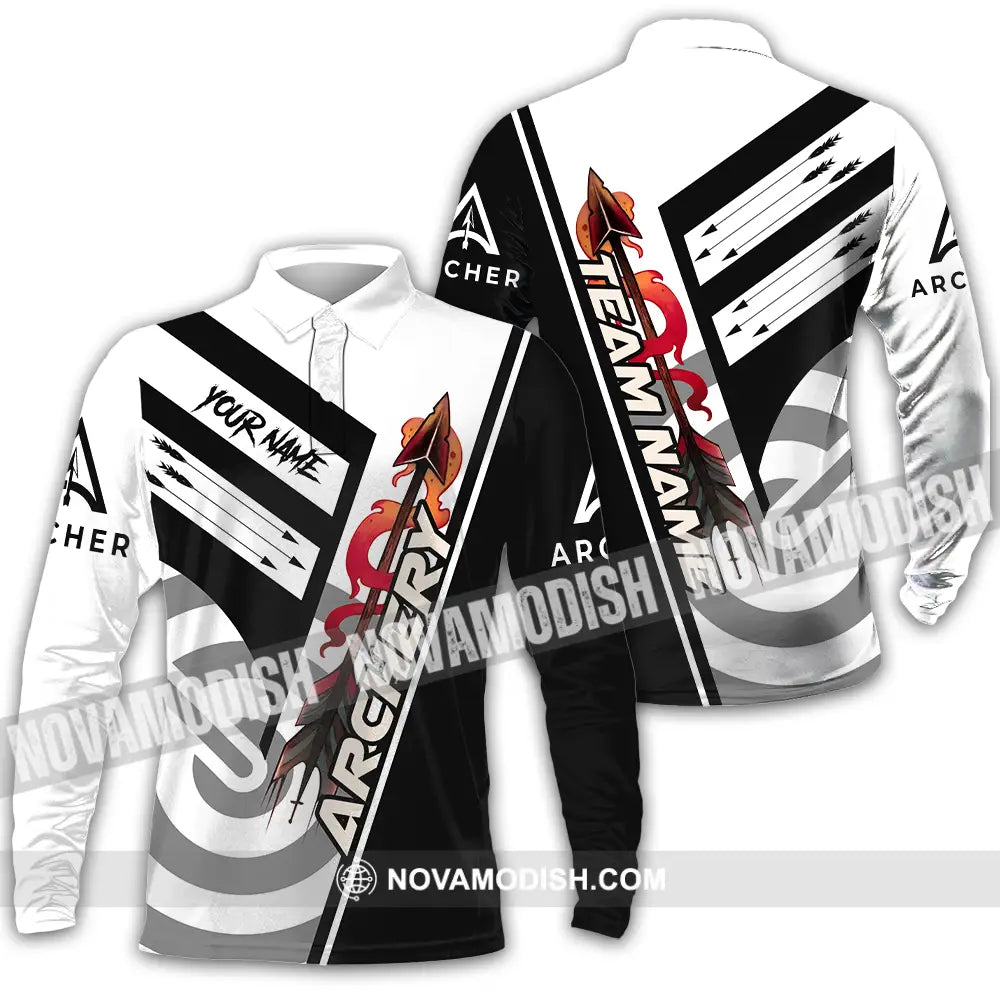 Unisex Shirt - Custom Name Basic Archery Player Shirt Long Sleeve Polo / S T-shirt