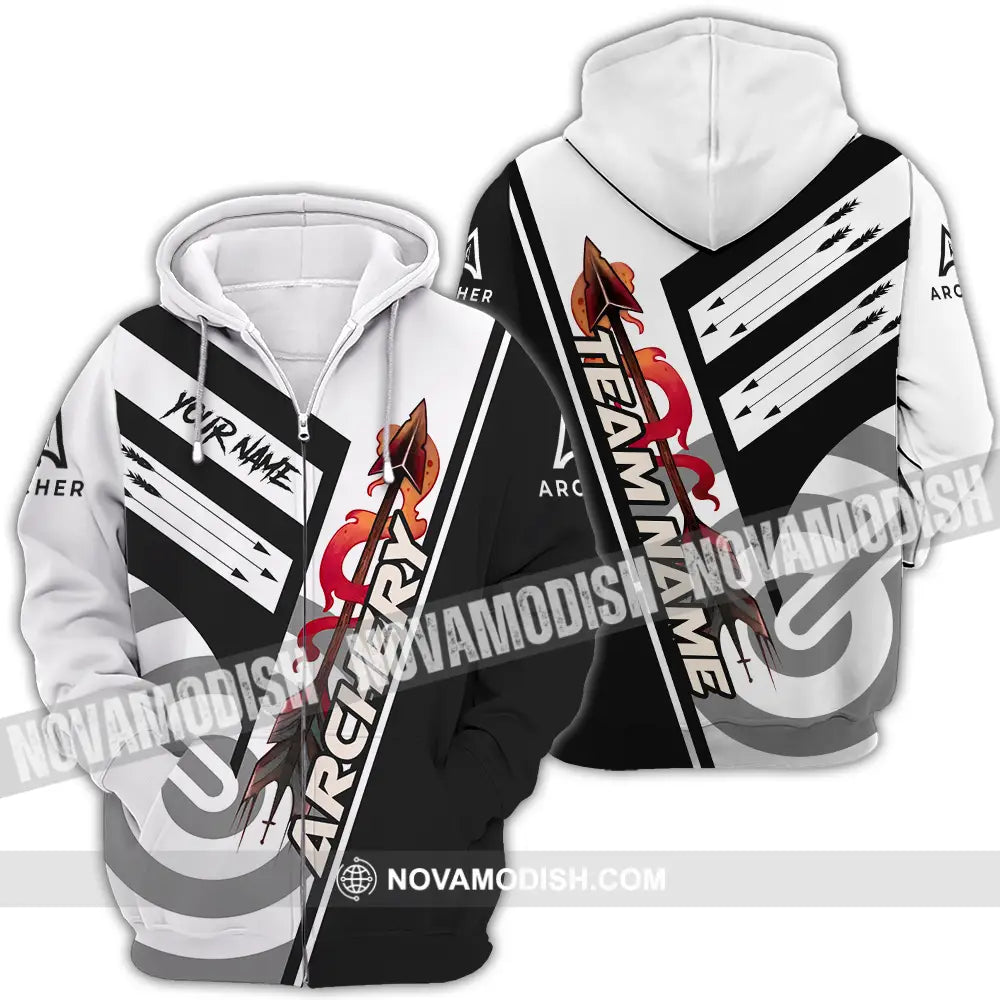 Unisex Shirt - Custom Name Basic Archery Player Shirt Zipper Hoodie / S T-shirt