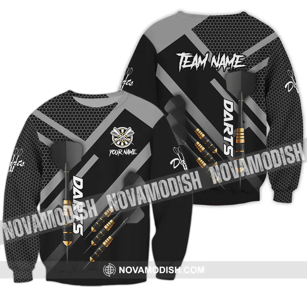 Unisex Shirt - Custom Name Basic Shirt Black Darts Player Long Sleeve / S T-shirt