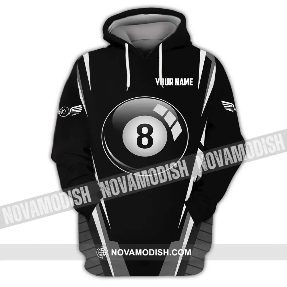 Unisex Shirt - Custom Name Shirt - Billiard Ball Black And White Shirt Hoodie / S T-shirt
