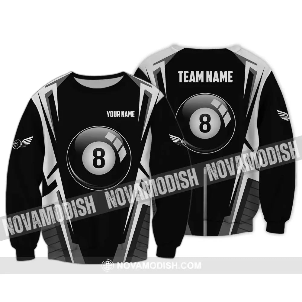 Unisex Shirt - Custom Name Shirt - Billiard Ball Black And White Shirt Long Sleeve / S T-shirt