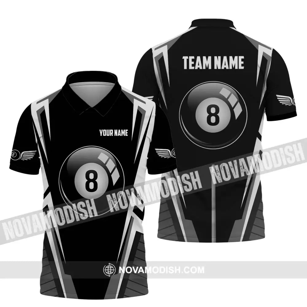 Unisex Shirt - Custom Name Shirt - Billiard Ball Black And White Shirt Polo Shirt / S T-shirt
