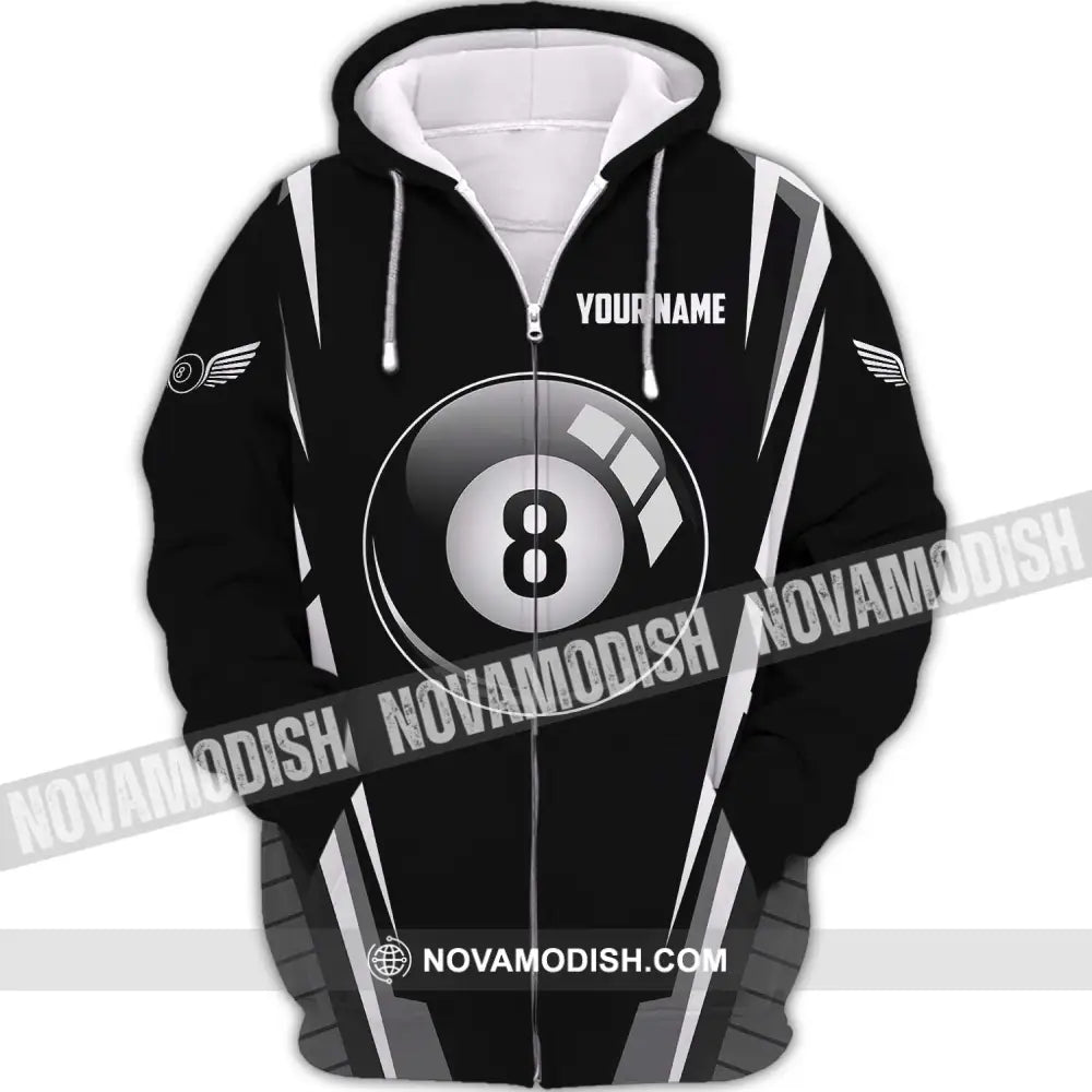 Unisex Shirt - Custom Name Shirt - Billiard Ball Black And White Shirt Zipper Hoodie / S T-shirt