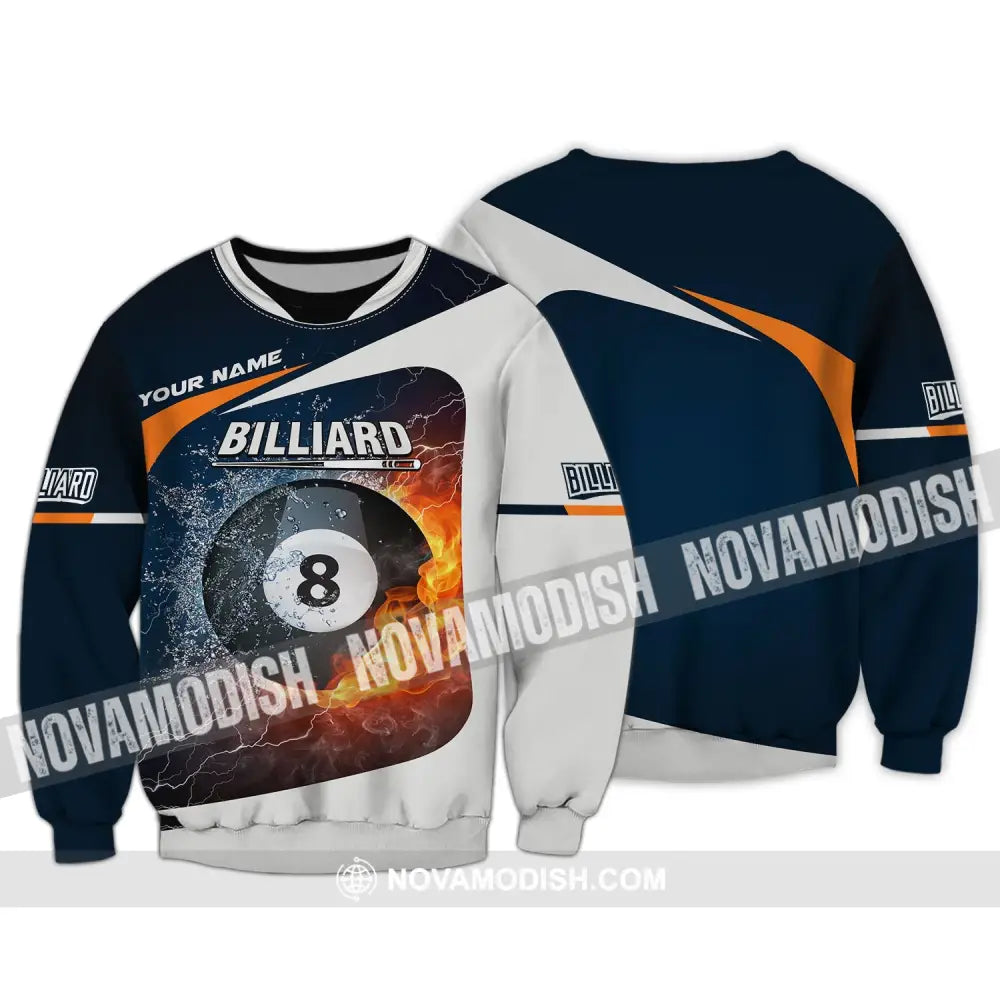 Unisex Shirt - Custom Name Shirt Billiards Balls Number 8 Long Sleeve / S T-shirt