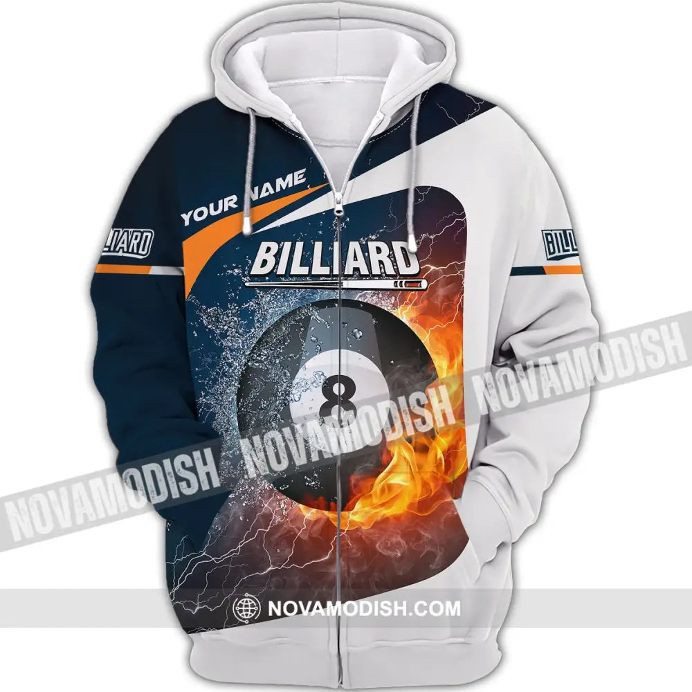 Unisex Shirt - Custom Name Shirt Billiards Balls Number 8 Zipper Hoodie / S T-shirt