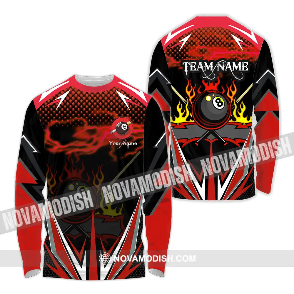 Unisex Shirt - Custom Name Shirt Billiards Long Sleeve Shirt / S T-shirt