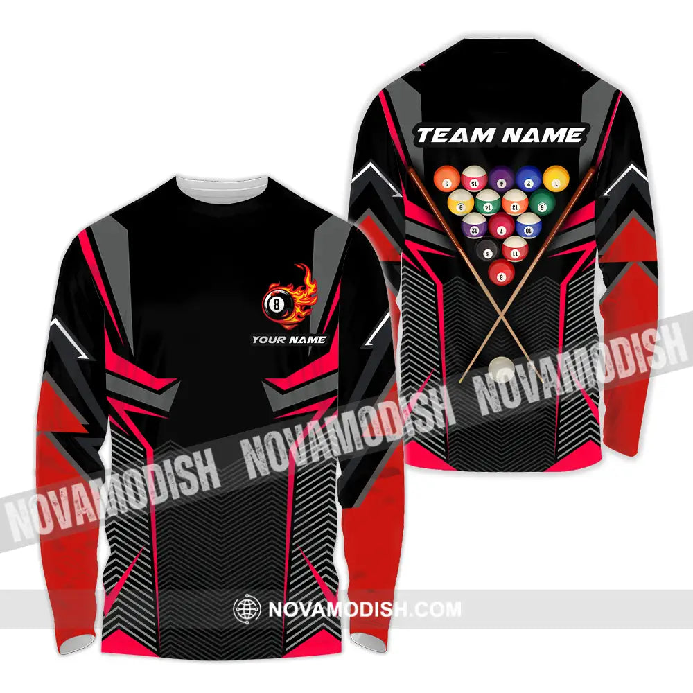 Unisex Shirt - Custom Name Shirt Billiards Long Sleeve Shirt / S T-shirt