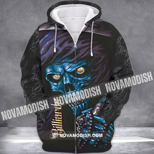 Unisex Shirt - Custom Name Billiards T-Shirt - Billiards Skull - Billiards Clothing T-Shirt / S T-shirt