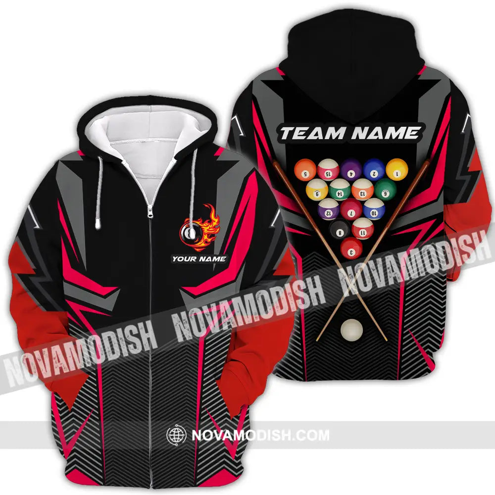 Unisex Shirt - Custom Name Shirt Billiards Zipper Hoodie / S T-shirt