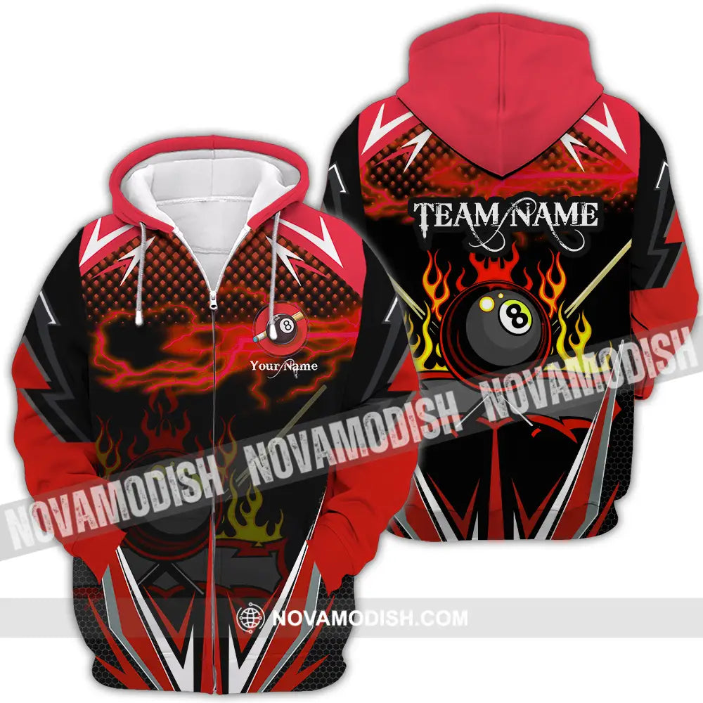 Unisex Shirt - Custom Name Shirt Billiards Zipper Hoodie / S T-shirt