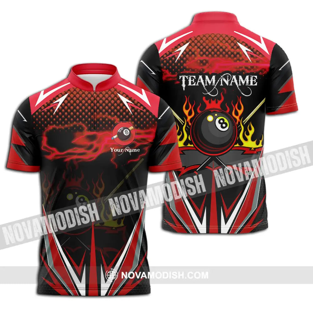 Unisex Shirt - Custom Name Shirt Billiards Zipper Polo Shirt / S T-shirt