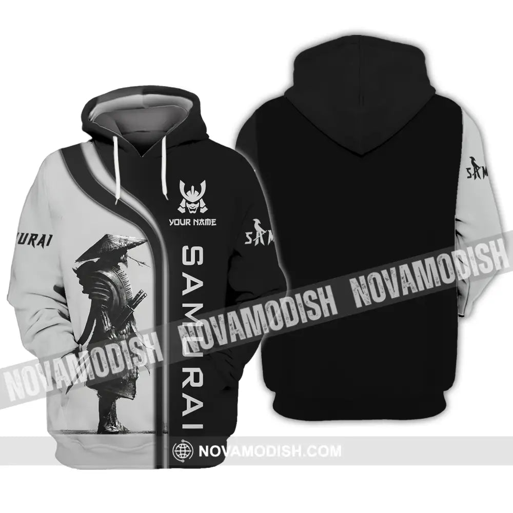 Unisex Shirt - Custom Name Black And Grey Samurai Shirt Hoodie / S T-shirt