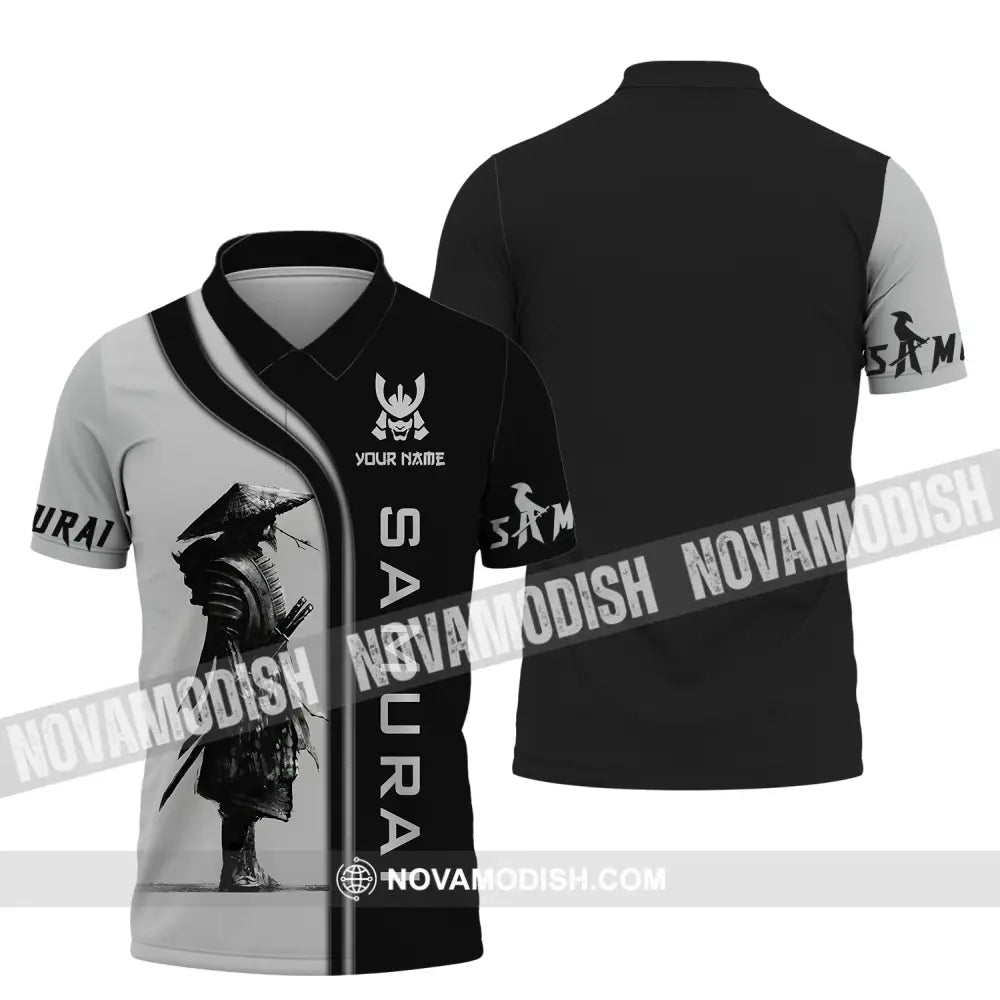 Unisex Shirt - Custom Name Black And Grey Samurai Shirt Polo Shirt / S T-shirt