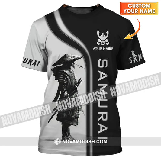 Unisex Shirt - Custom Name Black And Grey Samurai Shirt T-shirt