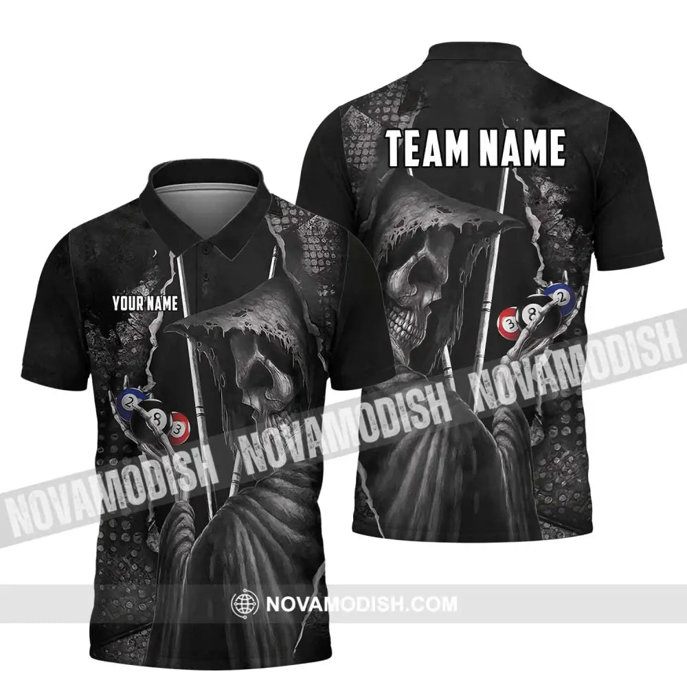Unisex Shirt - Custom Name Black Death Sport Shirt Billiard Polo Shirt / S T-shirt