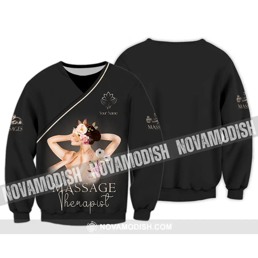 Unisex Shirt - Custom Name Shirt Black Massage Therapist Long Sleeve / S T-shirt