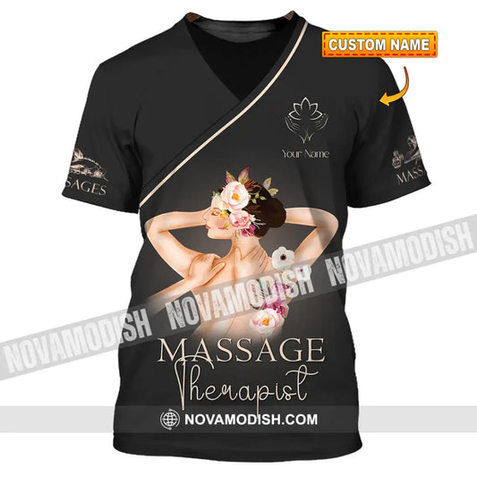 Unisex Shirt - Custom Name Shirt Black Massage Therapist T-shirt