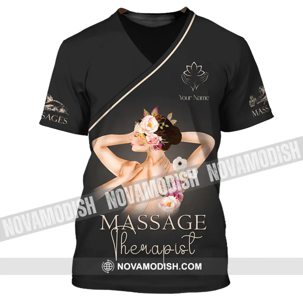 Unisex Shirt - Custom Name Shirt Black Massage Therapist T-Shirt / S T-shirt