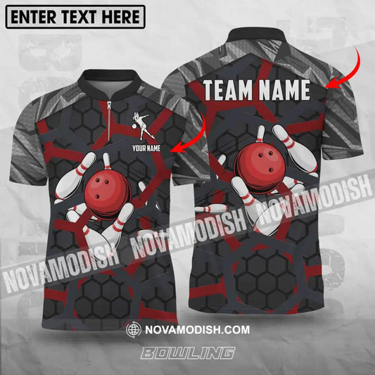 Unisex Shirt - Custom Name Bowling Lover Shirt Red Ball T-shirt