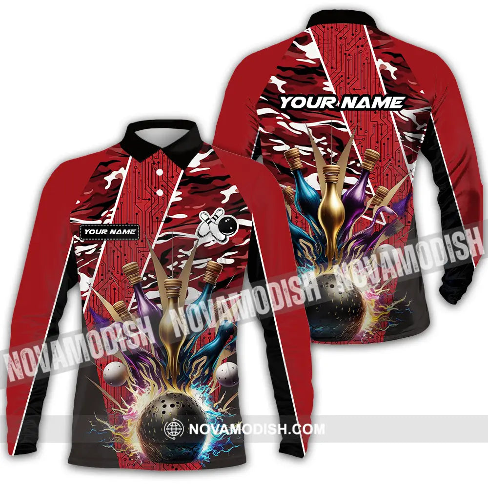 Unisex Shirt - Custom Name Shirt Billiard Player Long Sleeve Polo / S T-shirt