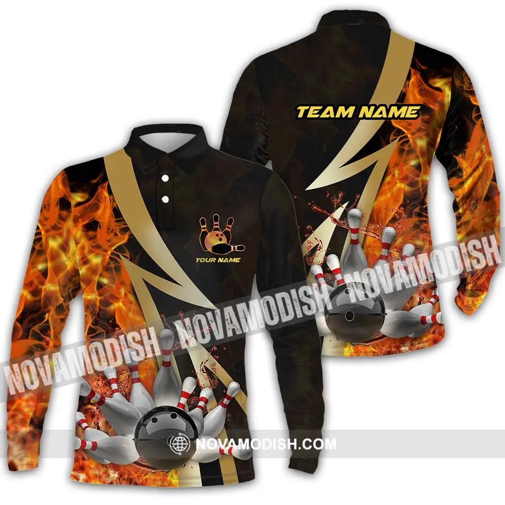 Unisex Shirt - Custom Name Shirt Bowling Player Long Sleeve Polo / S T-shirt