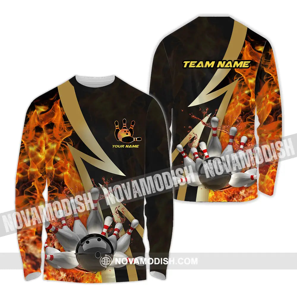 Unisex Shirt - Custom Name Shirt Bowling Player Long Sleeve Shirt / S T-shirt