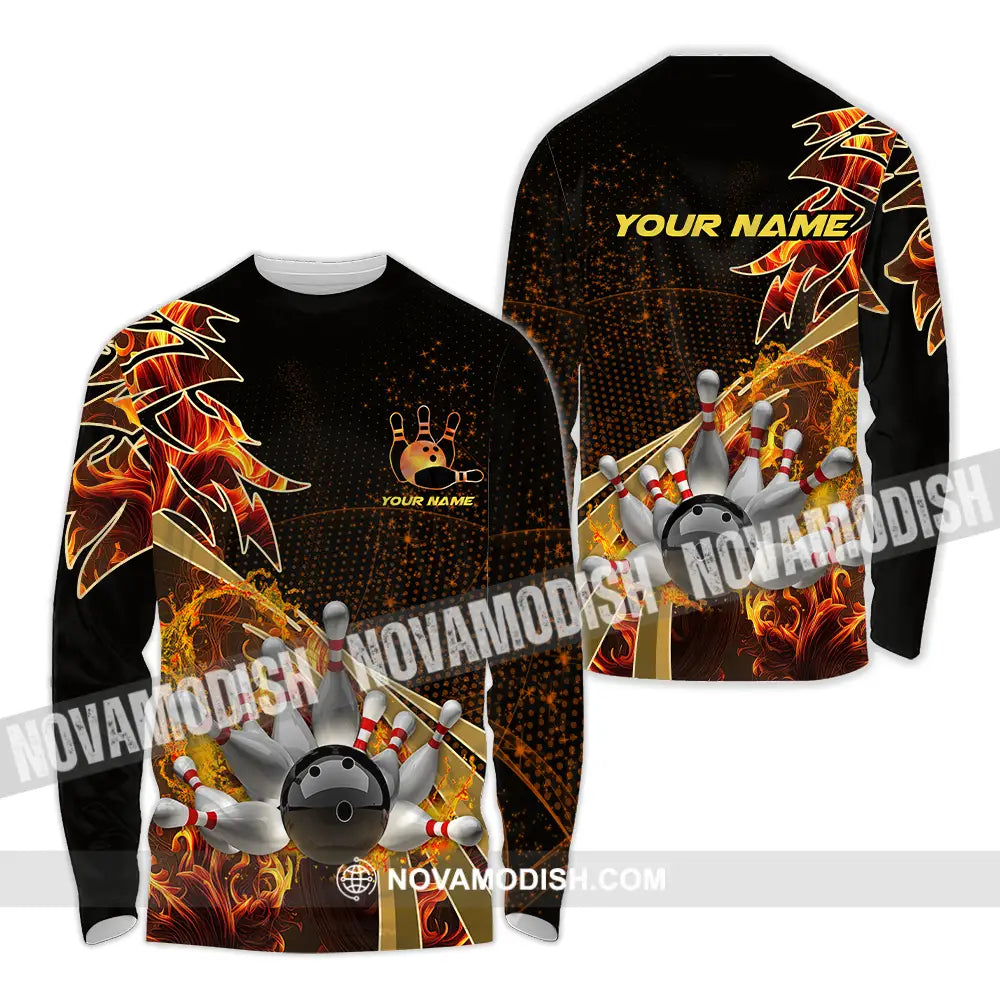 Unisex Shirt - Custom Name Shirt Bowling Player Long Sleeve Shirt / S T-shirt