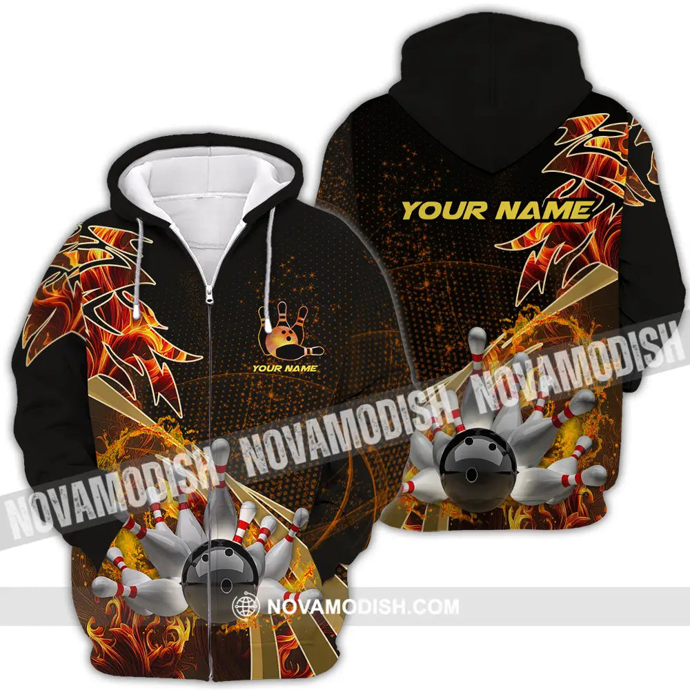 Unisex Shirt - Custom Name Shirt Bowling Player Zipper Hoodie / S T-shirt