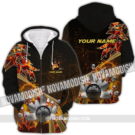 Unisex Shirt - Custom Name Shirt Bowling Player Zipper Hoodie / S T-shirt