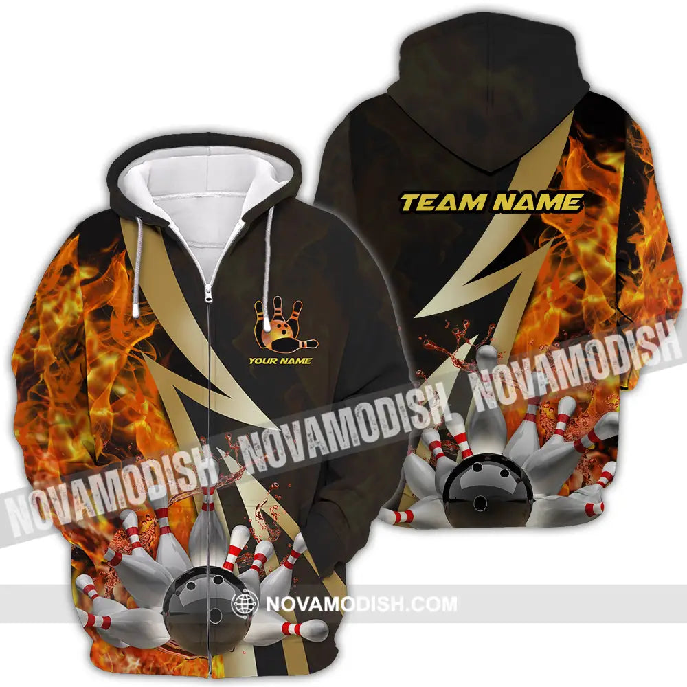 Unisex Shirt - Custom Name Shirt Bowling Player Zipper Hoodie / S T-shirt