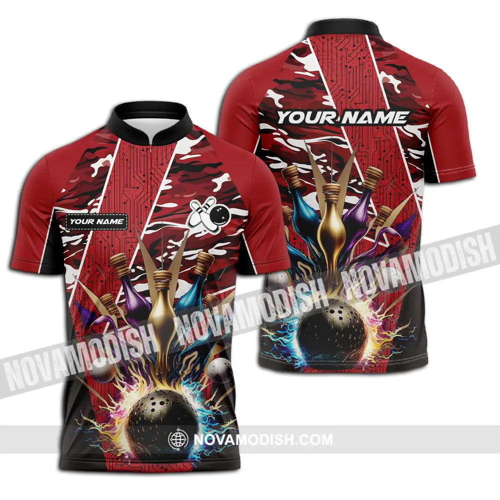 Unisex Shirt - Custom Name Shirt Billiard Player Zipper Polo Shirt / S T-shirt