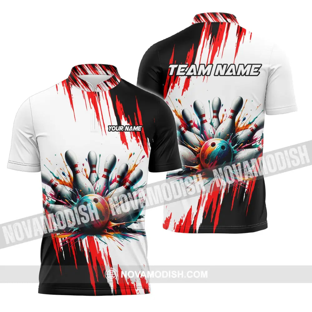 Unisex Shirt Custom Name Bowling Polo Love T-Shirt Hoodie Long Sleeve Zipper / S