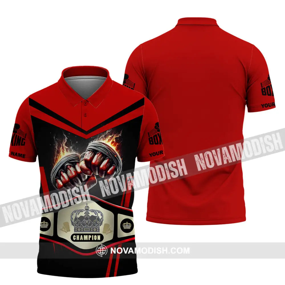 Unisex Shirt Custom Name Boxing Long Sleeve T-Shirt Polo / S T-Shirt