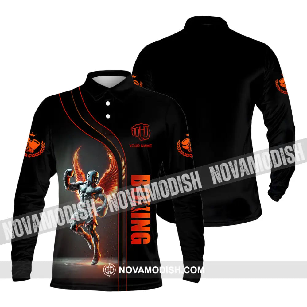 Unisex Shirt Custom Name Boxing Long Sleeve T-Shirt Polo / S T-Shirt