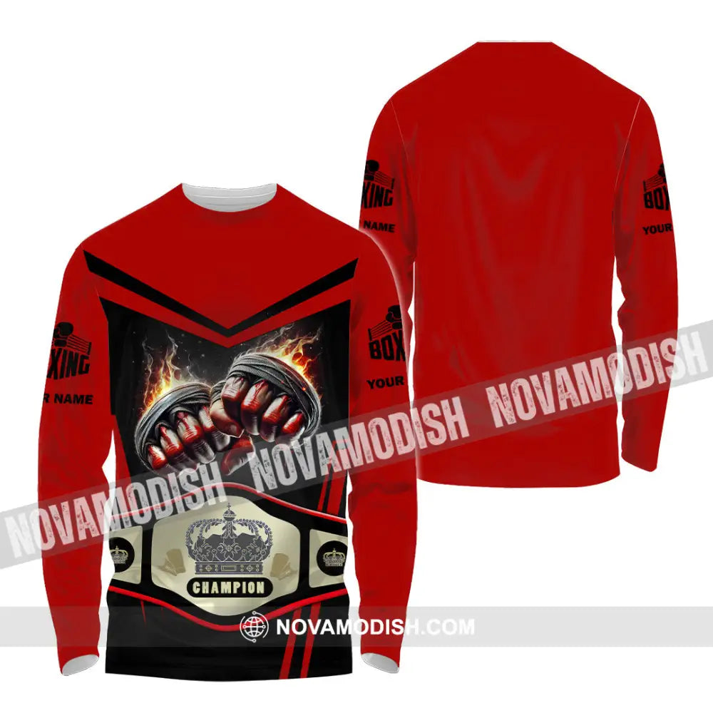 Unisex Shirt Custom Name Boxing Long Sleeve T-Shirt / S T-Shirt