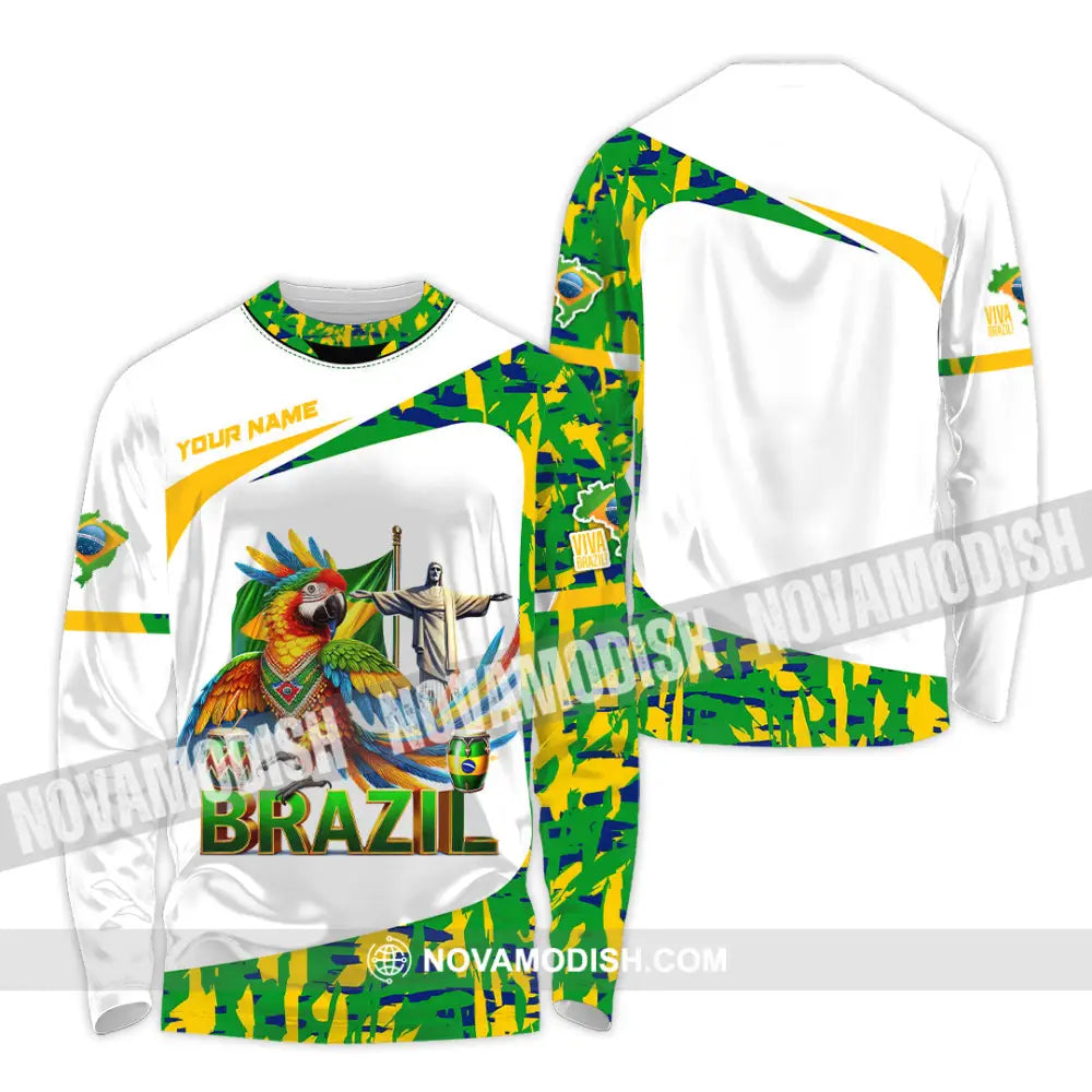 Unisex Shirt Custom Name Brazil Gift For Lover Long Sleeve / S T-Shirt