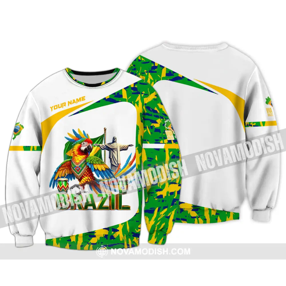 Unisex Shirt Custom Name Brazil Gift For Lover Long Sleeve / S T-Shirt