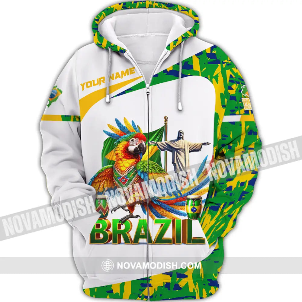 Unisex Shirt Custom Name Brazil Gift For Lover Zipper Hoodie / S T-Shirt
