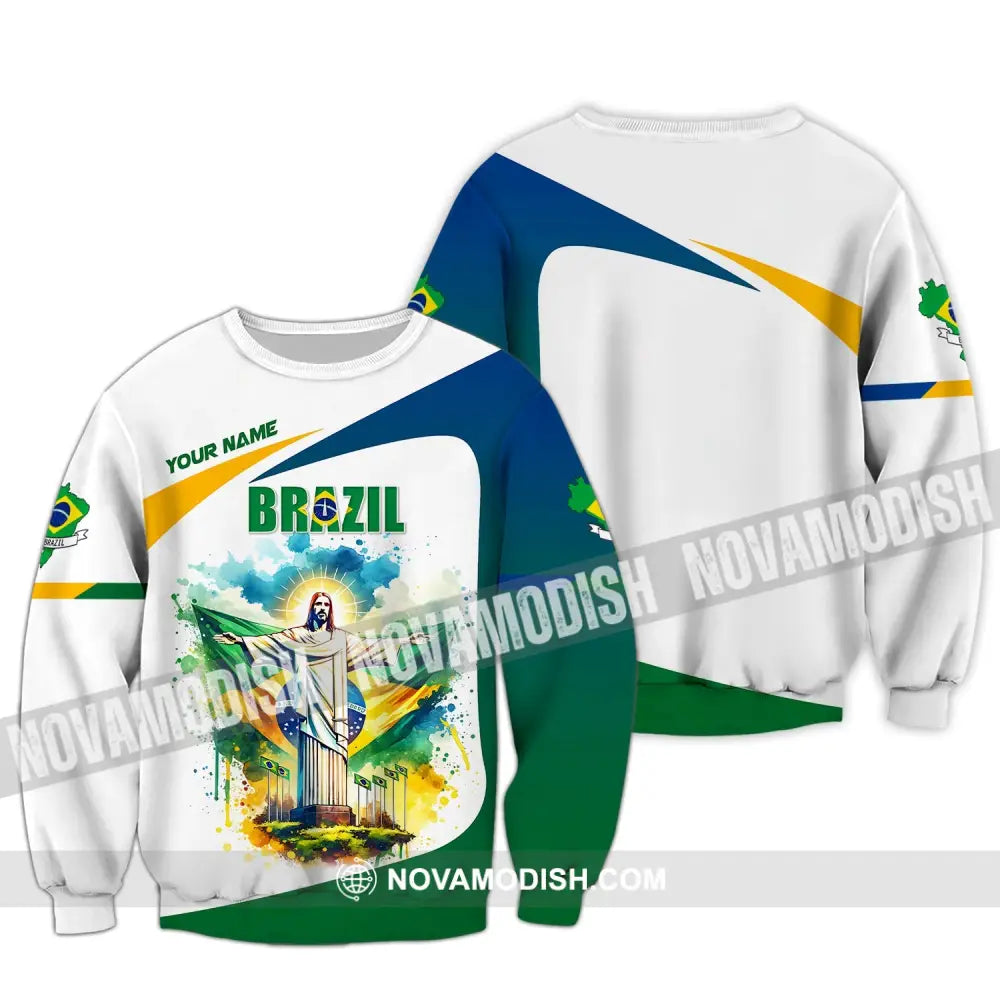 Unisex Shirt Custom Name Brazil Polo Long Sleeve Gift / S T-Shirt