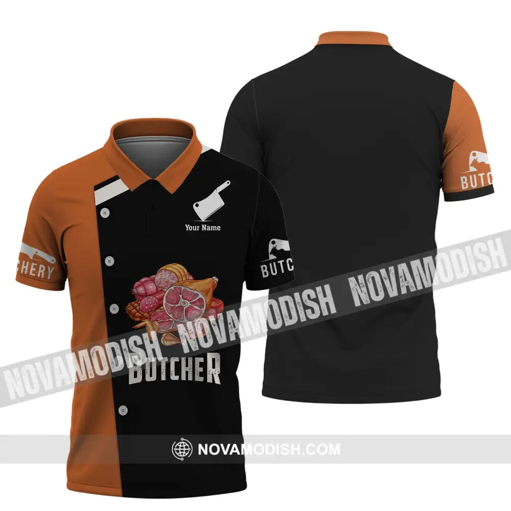 Unisex Shirt Custom Name Butcher Butchery Gift For Meat T-Shirt Polo / S
